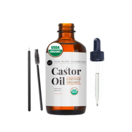 Castor Oil (2oz) USDA Certified Organic, 100% Pure, Cold Pressed, Hexane Free by Kate Blanc. Stimulate Growth for Eyelashes, Eyebrows, Hair. Lash Growth Serum. Brow Treatment. FREE Mascara Starter Kit